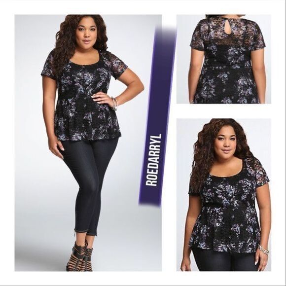 ✨Torrid Lace Peplum Sz 3 Blouse✨ - Picture 4 of 8